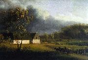 Jens Juel A Storm Brewing Behind a Farmhouse in Zealand Spain oil painting reproduction